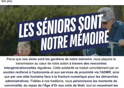 Facebook post on intergenerational solidarity - Jonquerettes 2026 Municipal Campaign